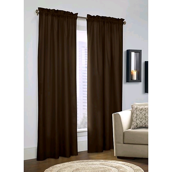 Chocolate Brown microfiber blackout curtains.